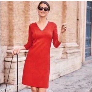 Boden Valentines Red V-Neck Dress